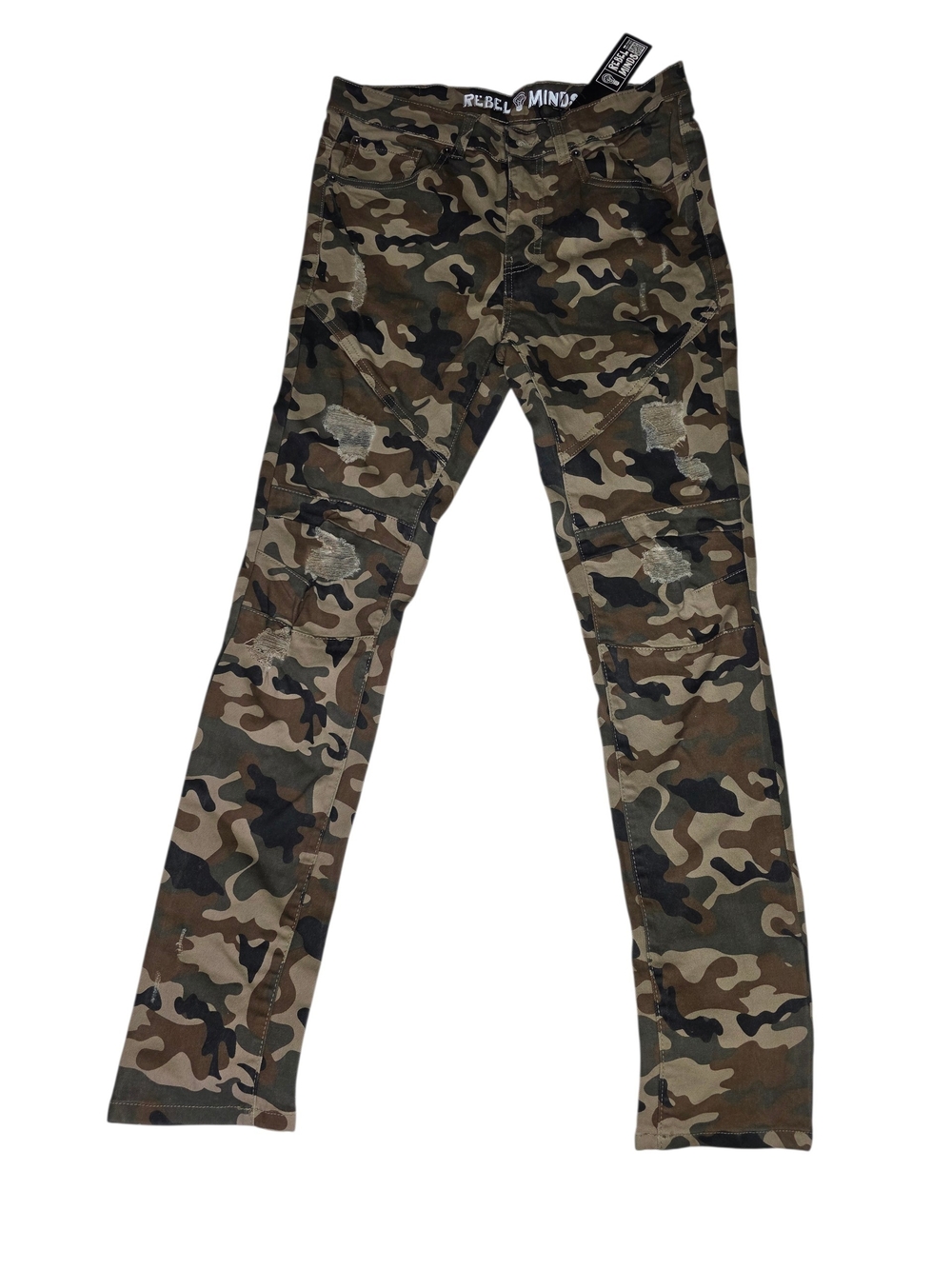 Rebel Minds Men’s Skinny Camo Jeans - Olive Green Camouflage